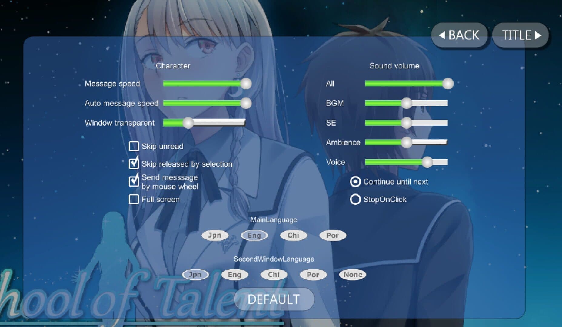 School of Talent: Suzu-Route screenshot 5
