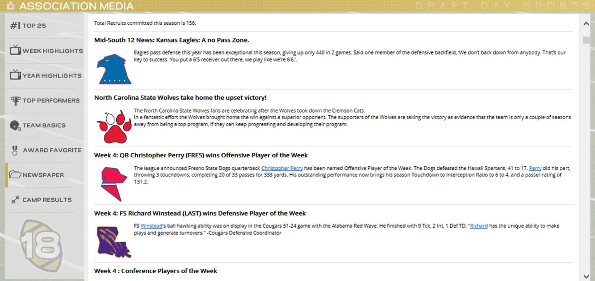 Draft Day Sports: College Football 2018 screenshot 1