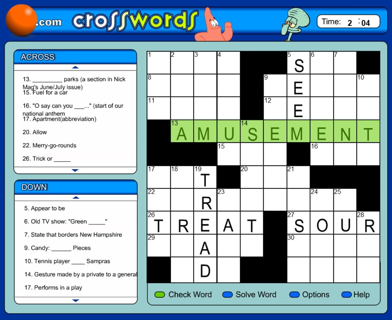 SpongeBob's Crossword screenshot 1