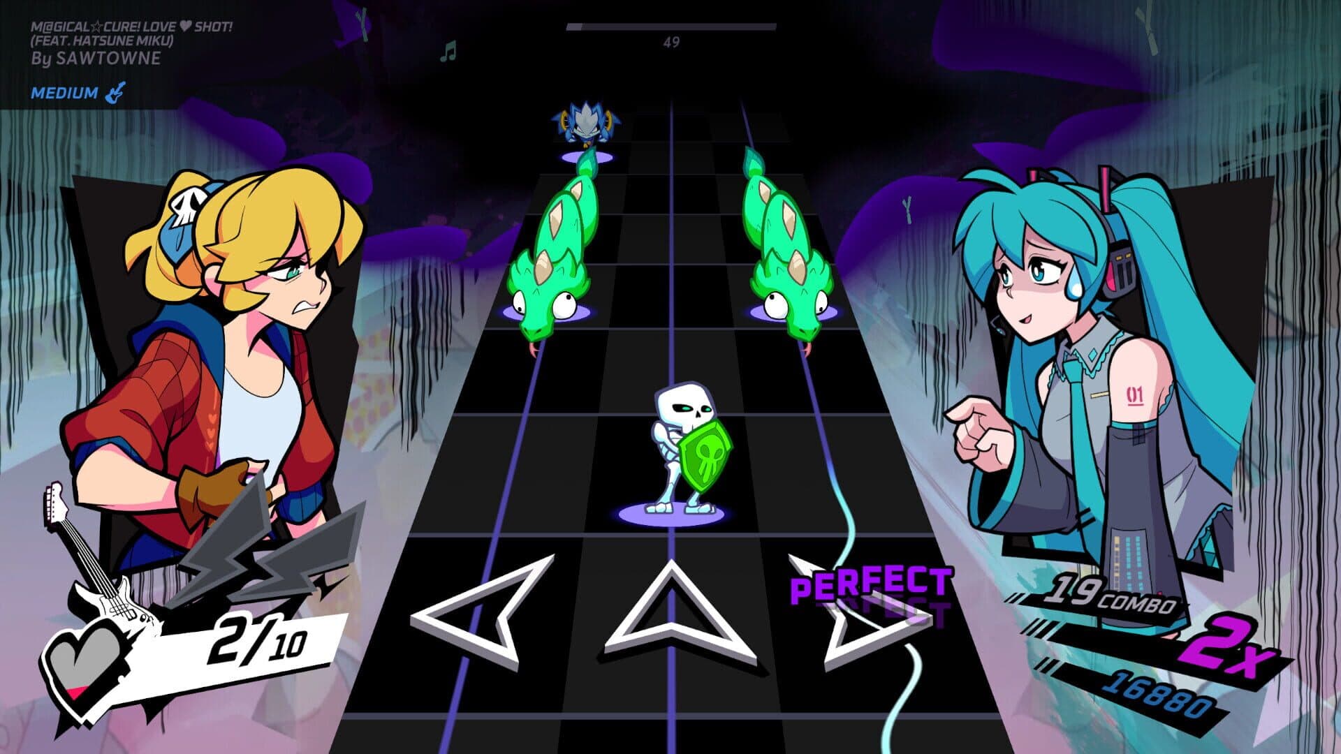 Rift of the NecroDancer: Hatsune Miku - "M@gical Cure! Love Shot!" screenshot 2