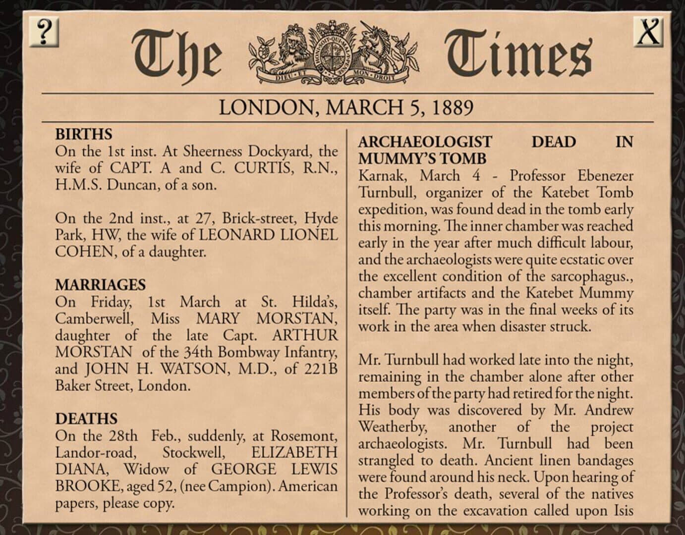 Sherlock Holmes Consulting Detective: The Case of the Mummy's Curse screenshot 2